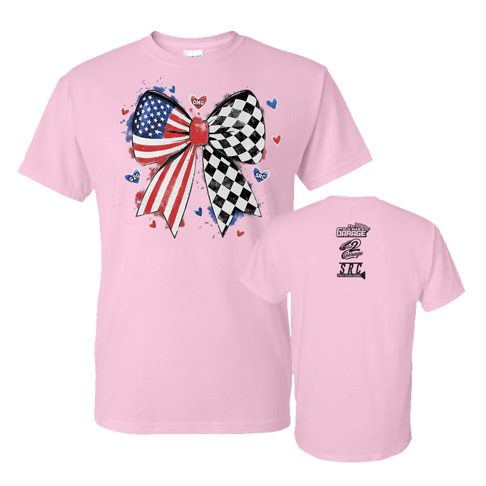 Pink Bow Flag Glitter T-Shirt